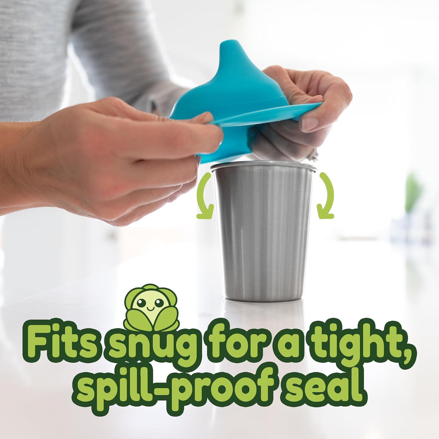 Healthy Sprouts Silicone Sippy Cup Lids - Spill Proof, Fits Any Cup, BPA-Free, Durable & Soft for Babies & Toddlers, Quick to Attach - 5 Pack Silicone Lids for Cups (Red, Blue, Yellow, Green, Orange)