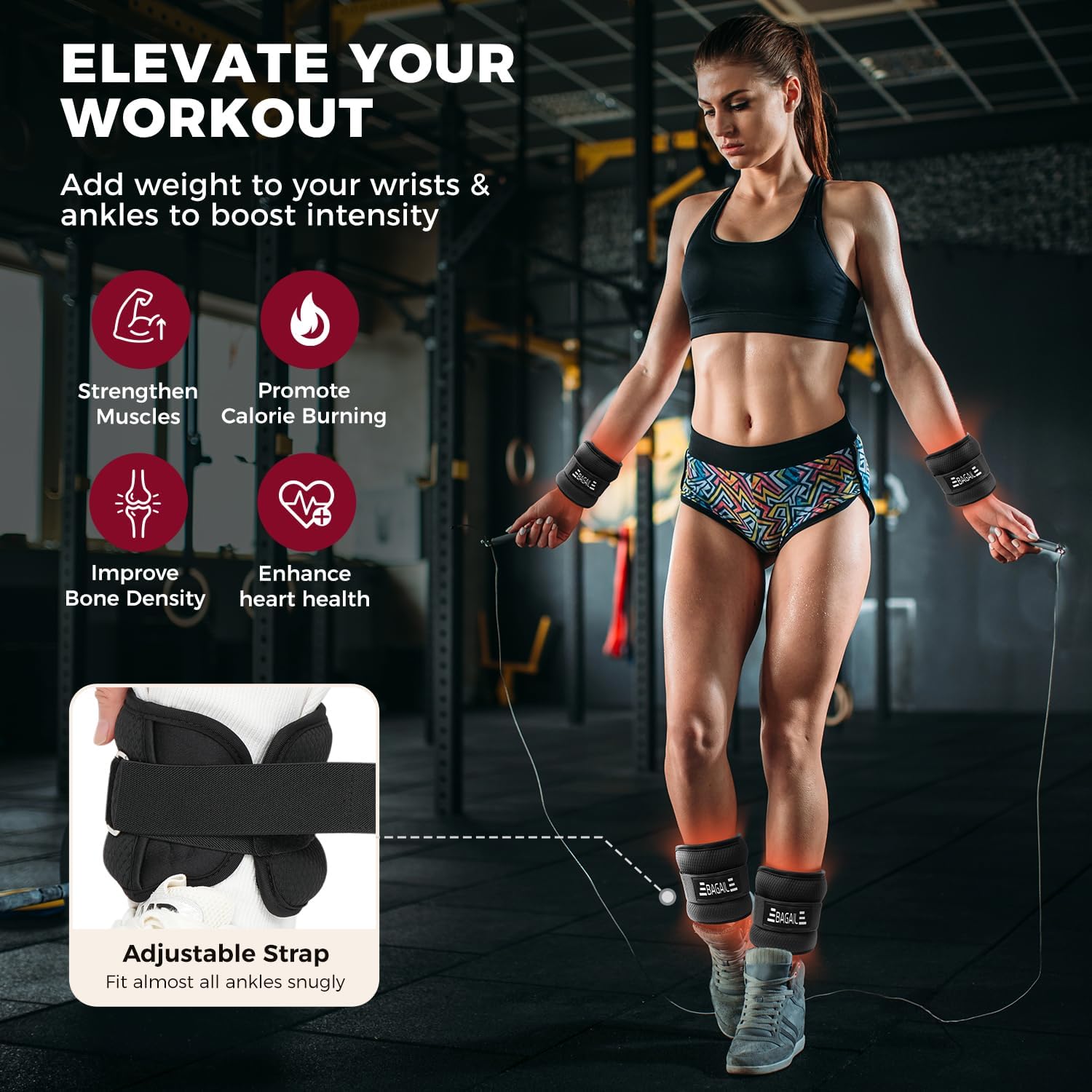 BAGAIL Ankle Wrist Weights for Women & Men, A Pair of 1/2/4/6/8/10 lbs