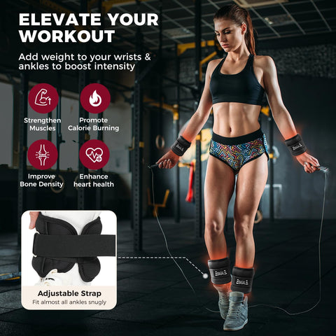 BAGAIL Ankle Wrist Weights for Women & Men, A Pair of 1/2/4/6/8/10 lbs