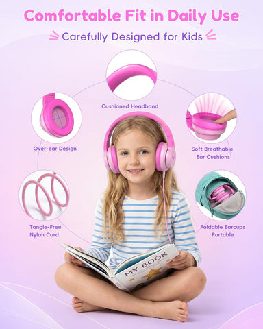 Candy Bila USB C Kids Headphones for School,Wired Over-Ear for Boys Girls