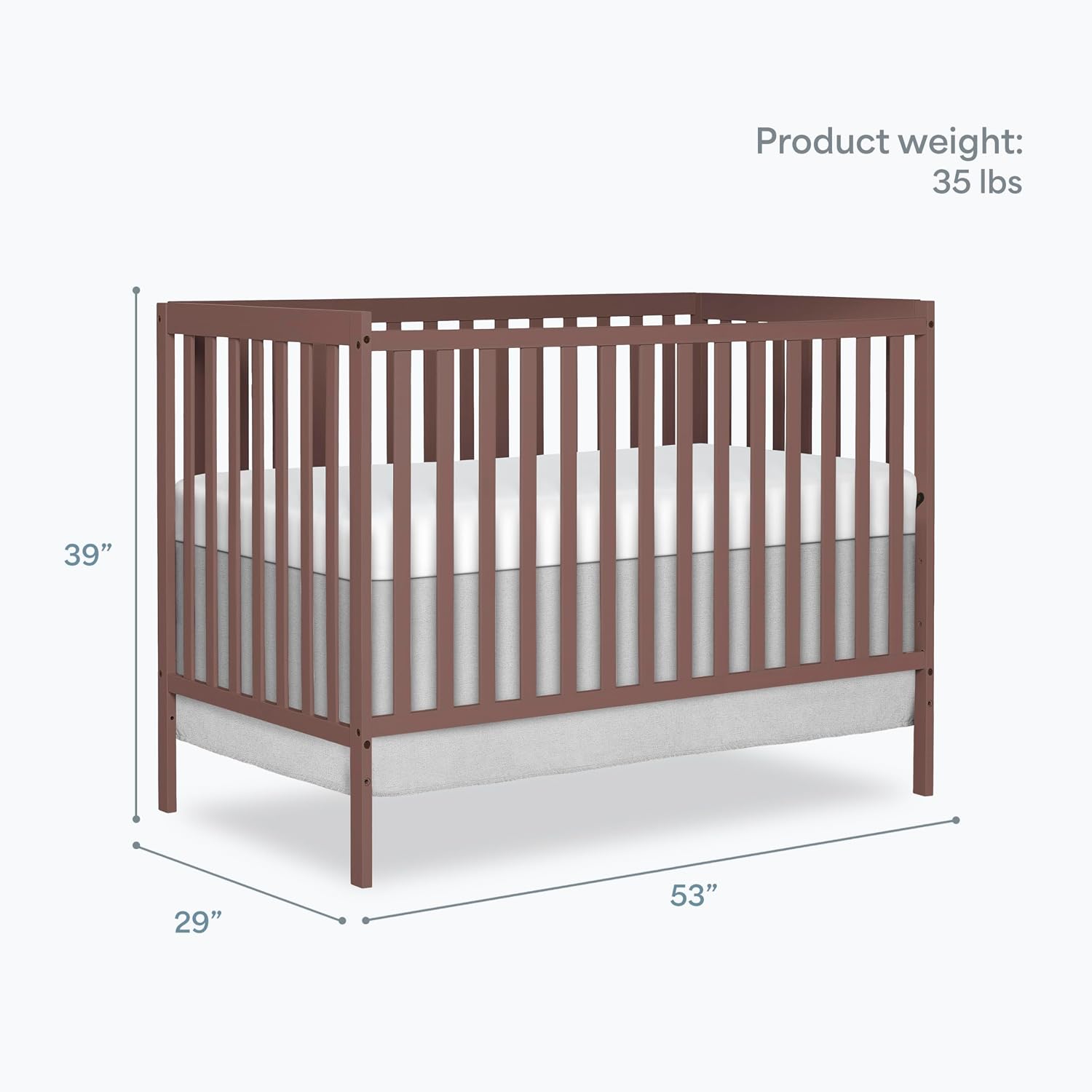 Dream On Me Synergy 5-in-1 Baby Crib, Converts to Toddler Bed, Baltic Amber