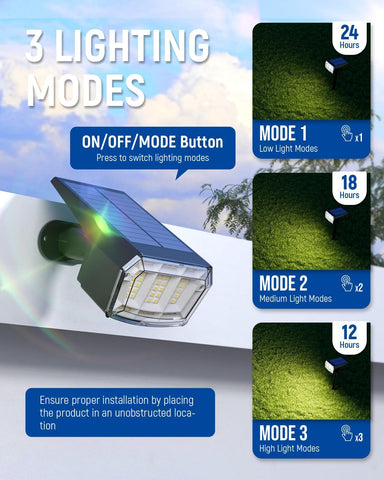 AUDERWIN Solar Spot Lights Outdoor Waterproof, 2 Packs, Warm White