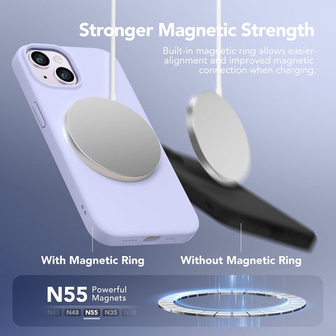 GONEZ Magnetic for iPhone 13/14 Case, Silicone Cover Lilac