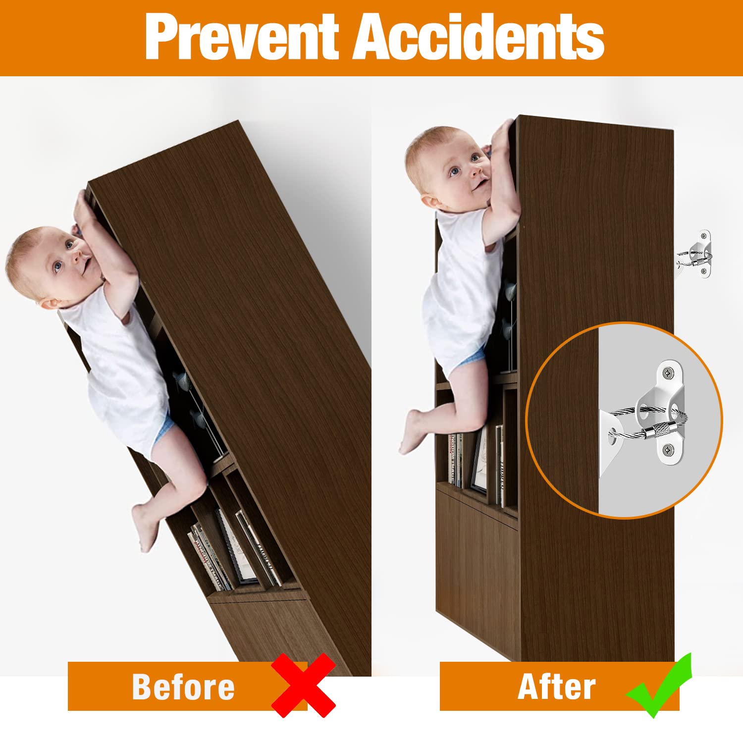 Ougourim Furniture Anchors 10 Pack, Anti Tip Kit for Baby Proofing