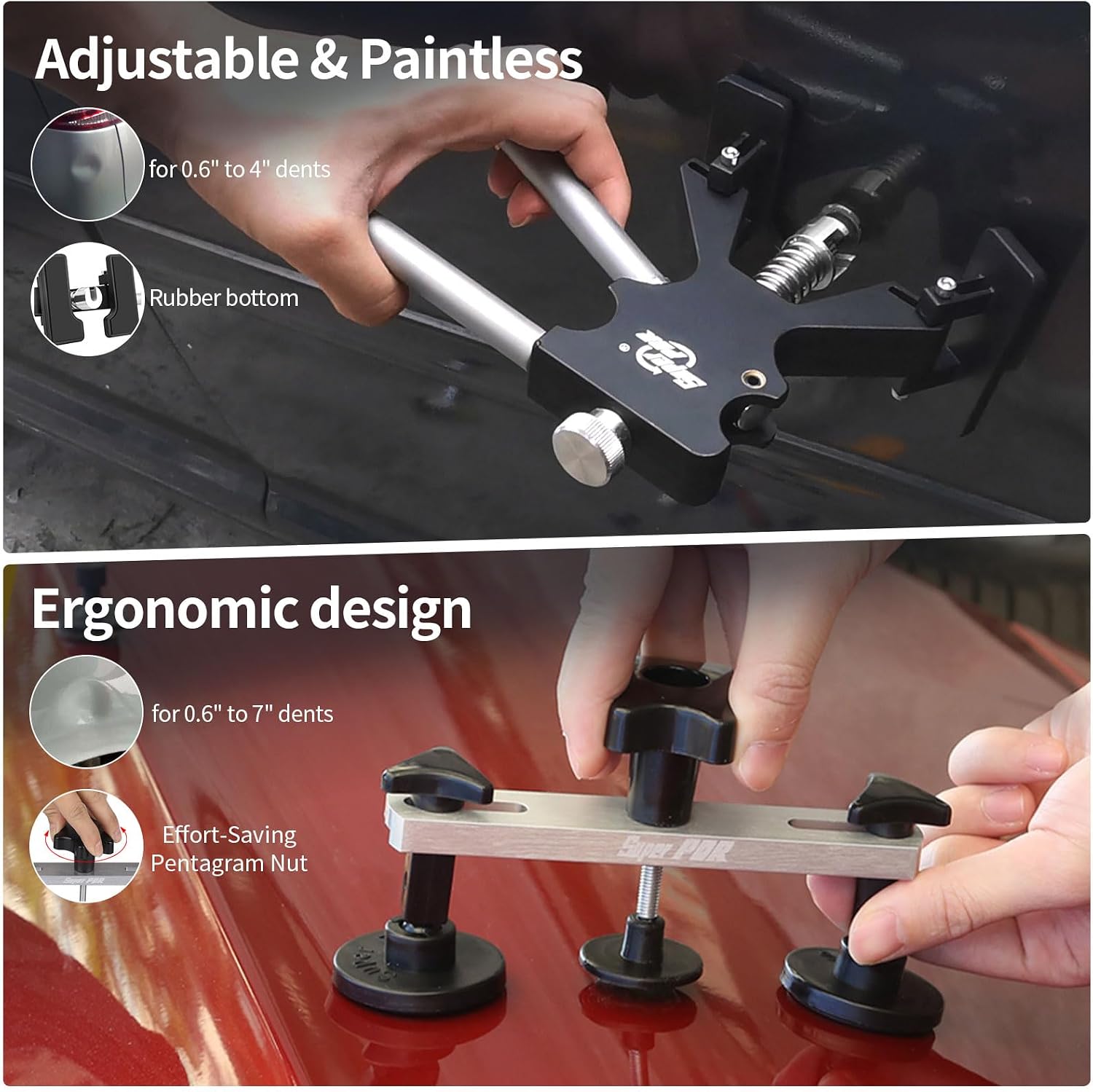 Super PDR 169PCS Dent Puller Kit Paintless Removal Set with 100W Glue Gun and Slide Hammer - for Repairing Car Dents Hail Damage and Door Dings on Auto Body Surface Washing Machine Fridge