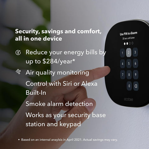 ecobee Comfort & Security Bundle 1-Year Smart Security Plus Subscription