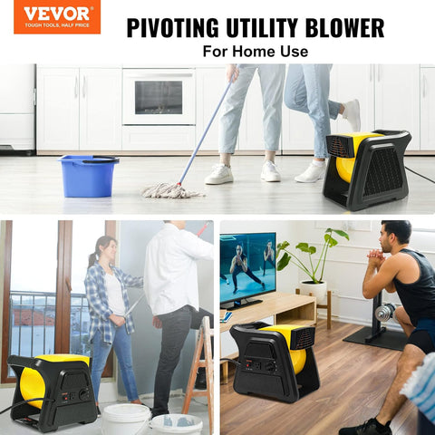 VEVOR Pivoting Utility Fan, 600 CFM High Velocity Floor Blower for Drying
