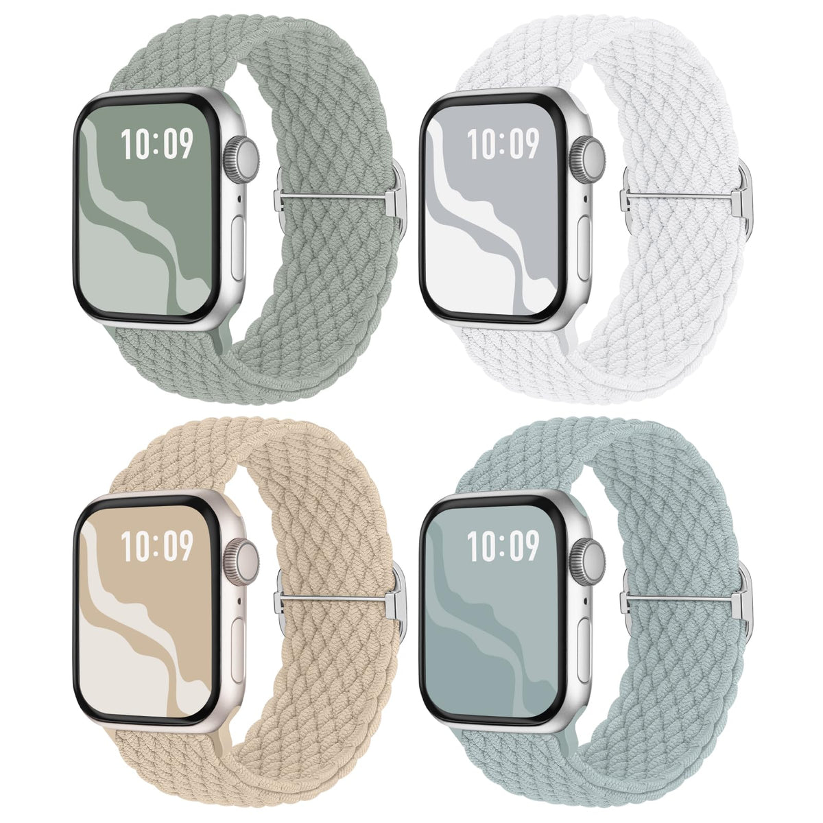 Braided Stretchy Solo Loop Compatible for Apple Watch Band 38mm 40mm 41mm 42mm 44mm 45mm 46mm 49mm for Women Men, Nylon Elastic Straps Wristbands for iWatch Series 10 9 8 7 6 SE 5 4 3 2 Ultra Ultra 2