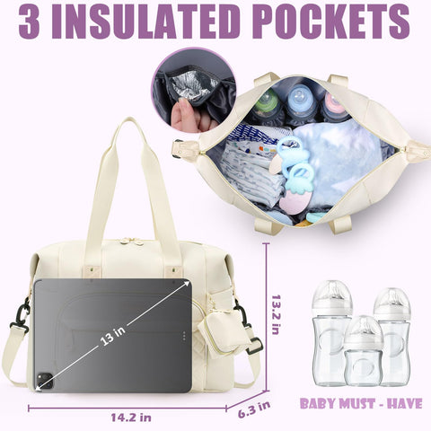 Tuwubi Diaper Bag Tote,Baby Diaper Bag with Pacifier Case