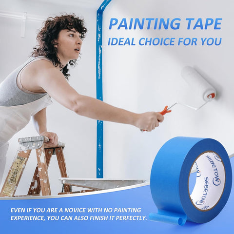 10Rolls Painters Tape 2 inch Wide Bulk Blue Masking Tape for Painting 55yds