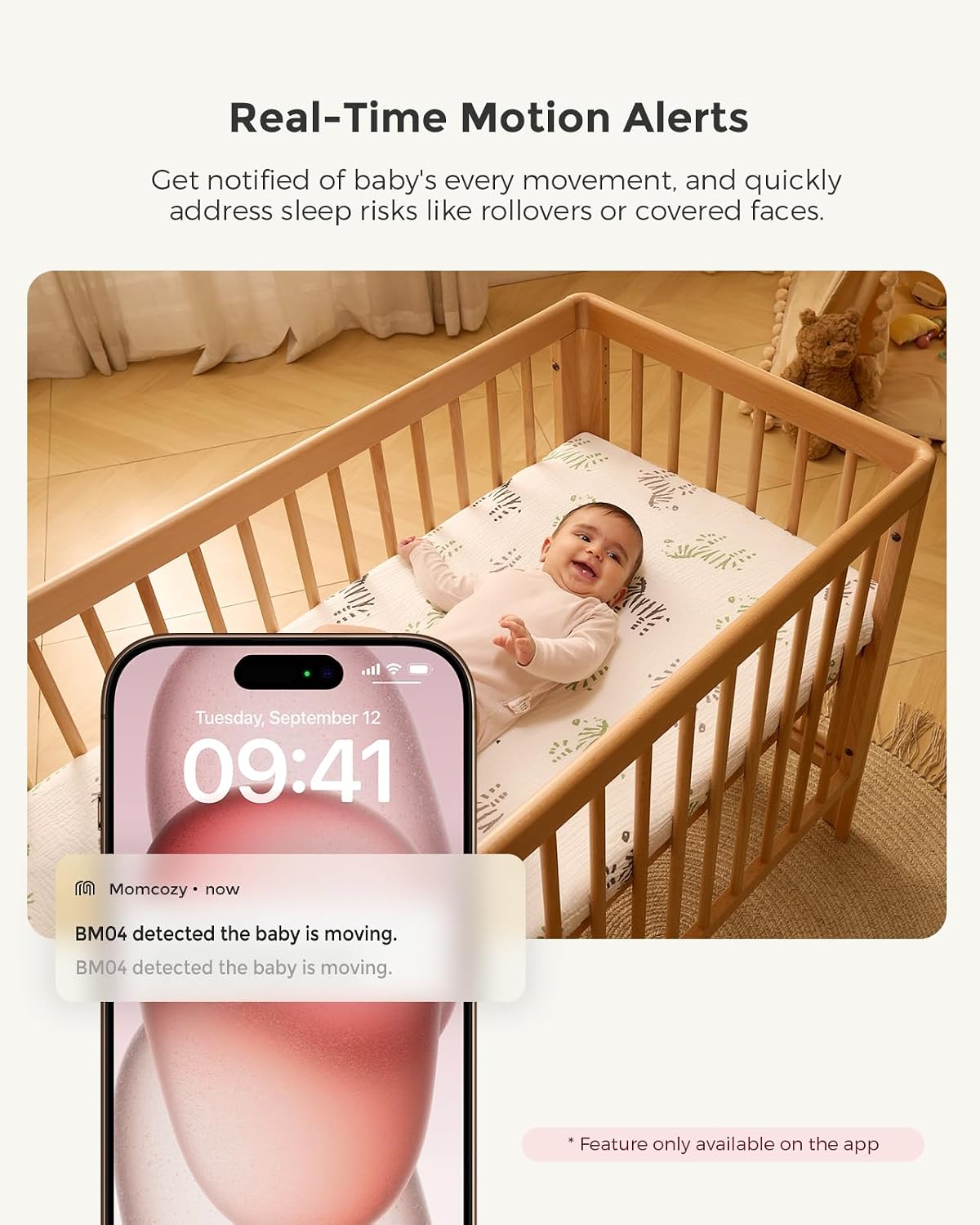 Momcozy BM04 Smart WiFi Baby Monitor with 2 Cameras, 5" 1080P Split Screen