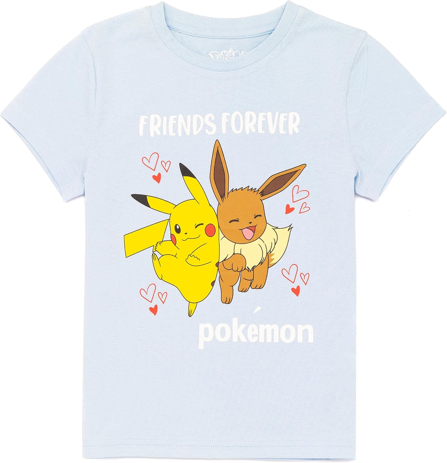 Pokemon T-Shirt Girls Kids Pikachu Eevee Friends Pink Or Blue Character Top