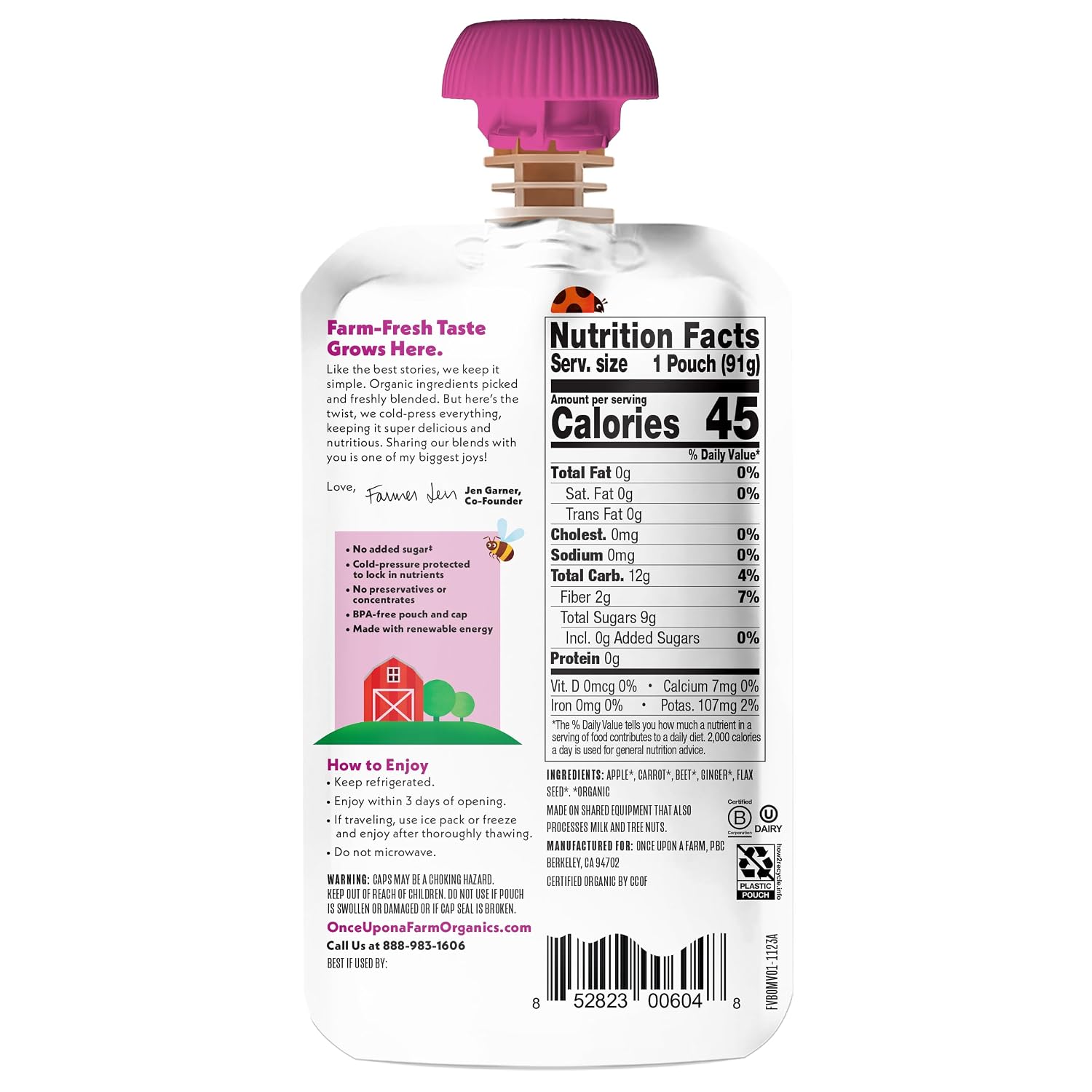 Once Upon a Farm, Organic OhMyMega Veggie, 3.2 Ounce