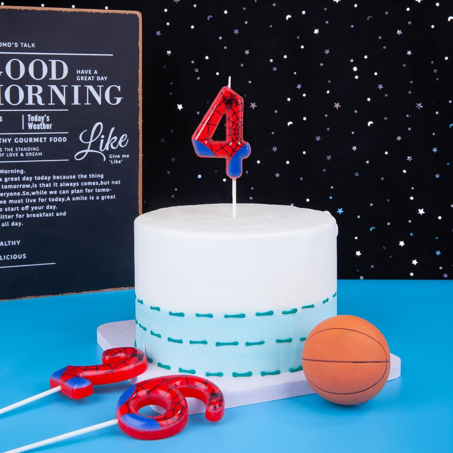 PHD CAKE 2.76 Inch Number 4 Spider Birthday Candles, Spider Cartoon Themed Number Candles, Cake Number Candles, Party Celebration