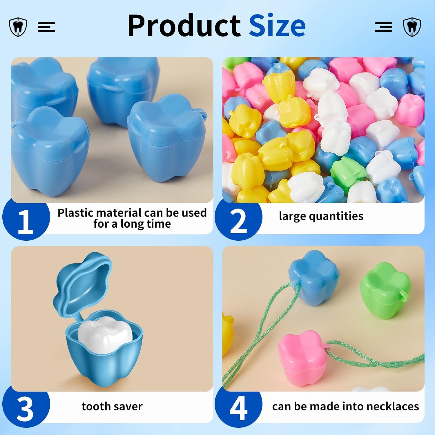 Taiyin 200 Pcs Tooth Saver Box for Kids, Plastic Holders Bulk