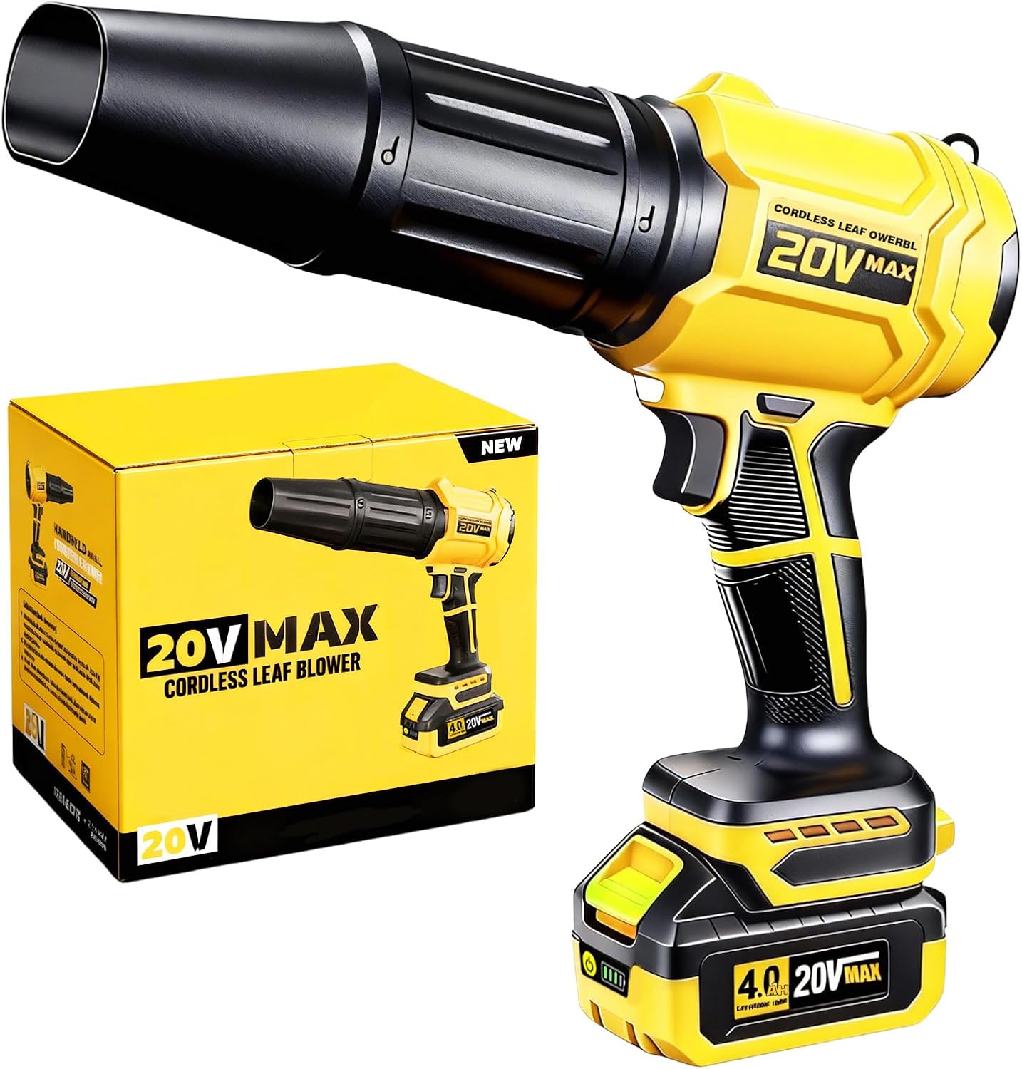 Cordless Leaf Blower for DEWALT 20V Max Battery, 720-CFM 180-MPH Handheld Electric Brushless Dust Blower with Light, Battery Powered Leaf Blowers for Patio, Lawn Care, Leaves (4.0Ah Battery Included)