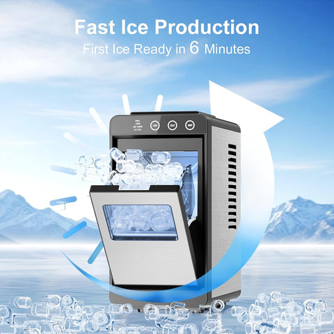 Kismile Countertop Ice Maker with Self-Cleaning, 26.5lbs in 24Hrs