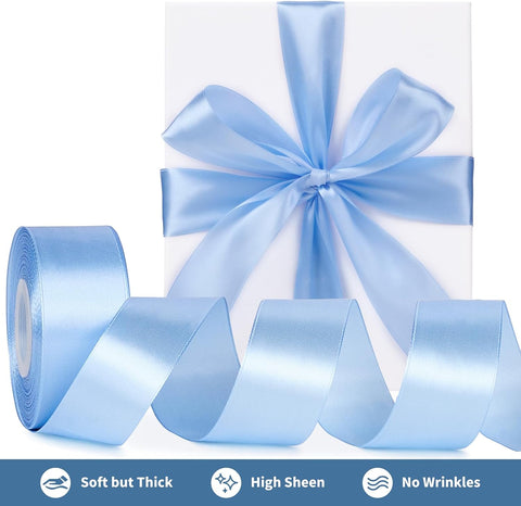 Mauproy Sky Blue Satin Ribbon, 1-1/2 Inch, 50 Yards