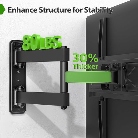 USX MOUNT Swivel TV Wall Mount for 26-60 Inch TVs up to 80 lbs, Single Articulating Arm, Full Motion TV Wall Mount Bracket with Swivel and Tilt, Max VESA 400x400mm (Pack of 2)