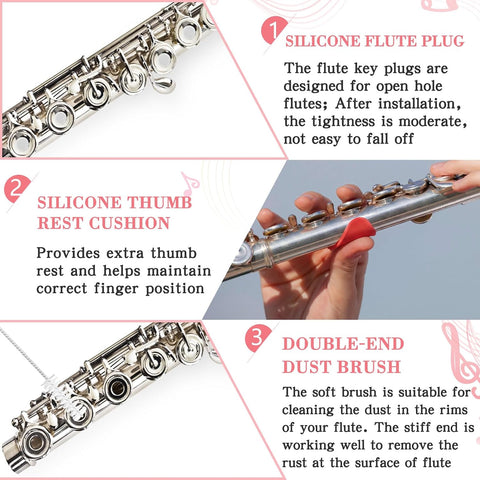 Vesici 40 Pcs Flute Cleaning Kit, Flute Care Accessories Set,Red