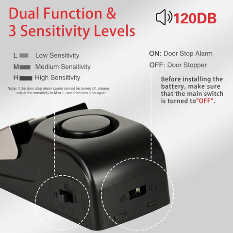 Portable Door Lock & Door Stop Alarm Set, Dual Protection Home Security Door Kit, Travel Hotel Lock Devices Pocket Self Defensey Tools for Traveling Hotel Home Apartment,Red