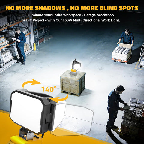 LED Work Light Compatible with DeWalt 20V Battery, 150W 15000LM