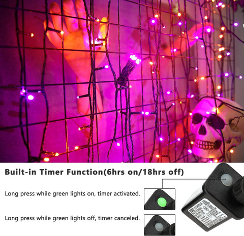 Brizled Halloween Lights Outdoor, 95.14ft 240 LED Purple & Orange Lights