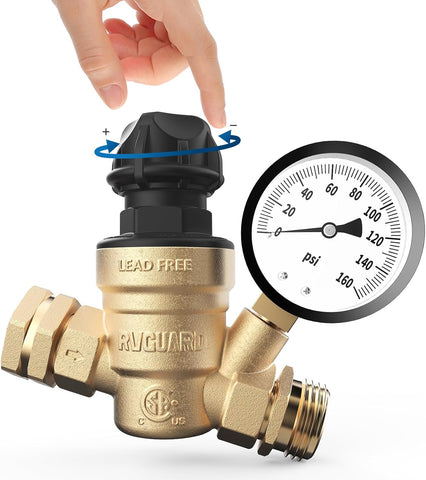 RVGUARD RV Water Pressure Regulator Valve With Adjustable Knob