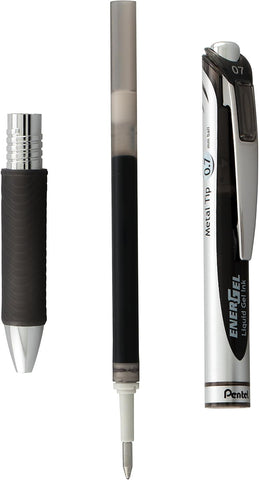 Pentel EnerGel RTX Retractable Liquid Gel Pen, (0.7mm), Medium Line, Metal Tip, Black Ink, Pack of 2 (BL77BP2A)