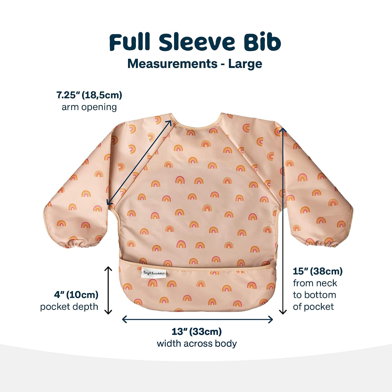Tiny Twinkle Long Sleeve Bib for Babies & Toddlers | Waterproof Smock Bib for Eating | Machine Washable & Mess-Proof Feeding Essentials | Newborn Shower Gift (Boho Rainbow, 2-4Y)