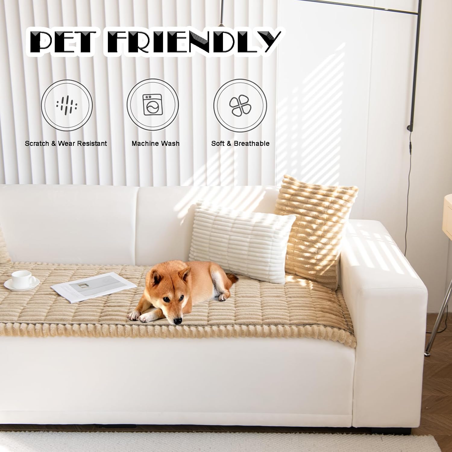 ZQFFB Couch Cover for Dogs Washable Non-Slip Pet Friendly Sofa Protector