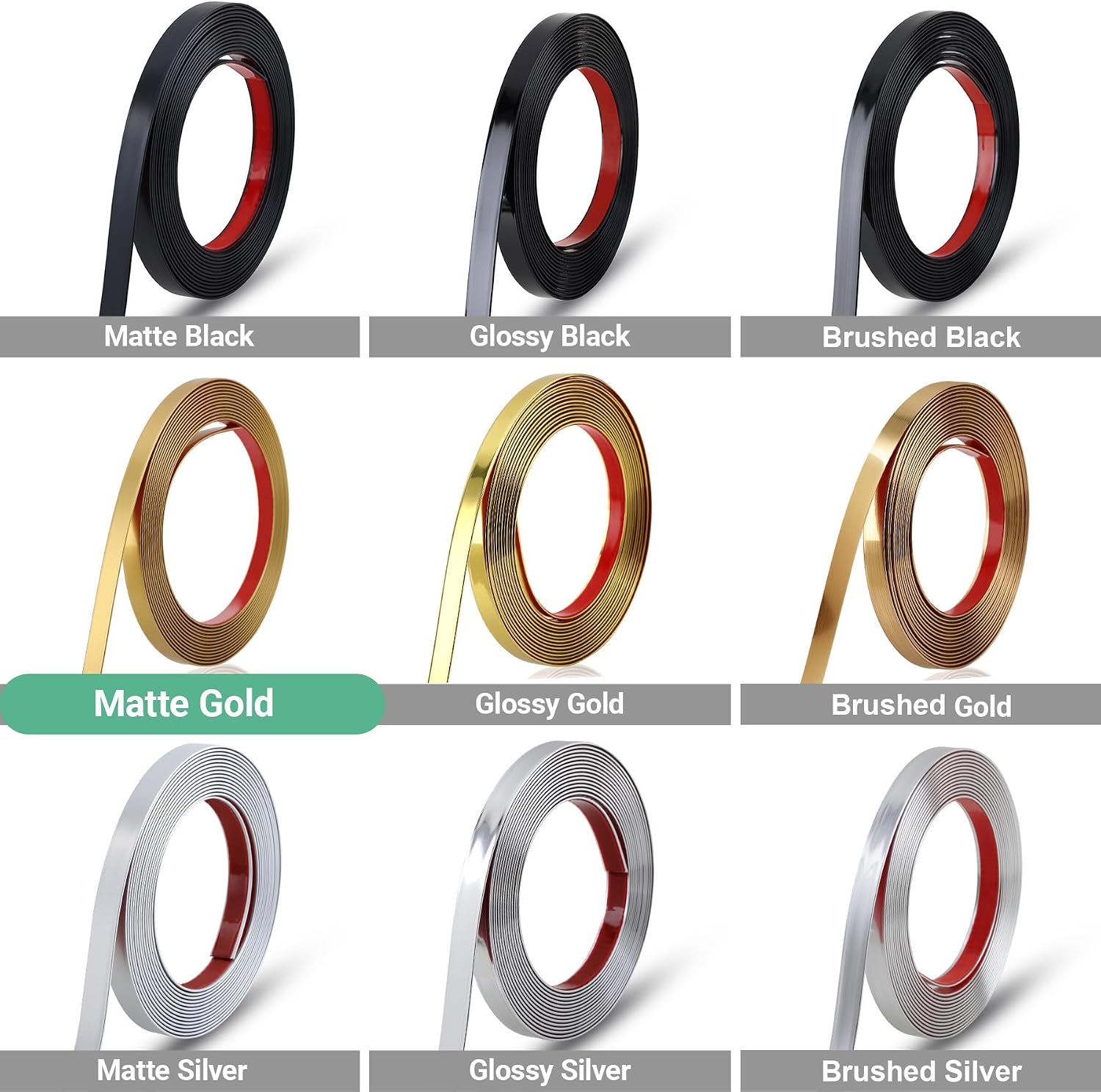 Gaahing 196.8" x 0.5" Matte Gold Molding & Wall Trim, Flexible Peel and Stick Decorative Strip for Tile, Mirror, Ceiling, Floor, Panel, Cabinet