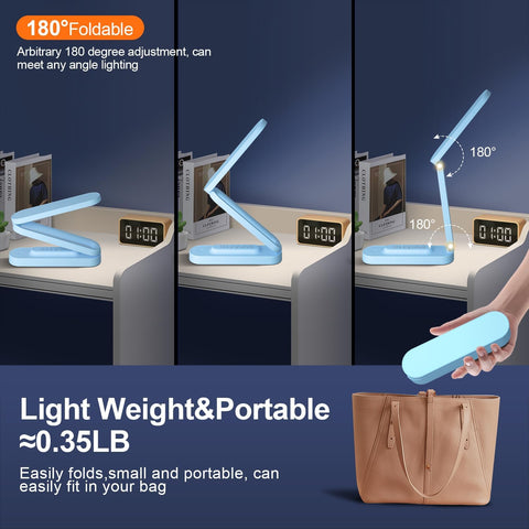 Giryuhd LED Desk Lamp for Office Home & Battery Operated Lamp Rechargeable Lamp Foldable & Portable Light, LED Desk Light Strip, 3 Brightness Dimmable Small Desk Lamp Wireless Reading Lamp
