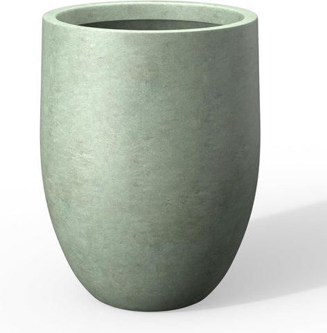 Kante Large Round Bullet Mint Green Concrete Planter 21.7" Tall, Outdoor