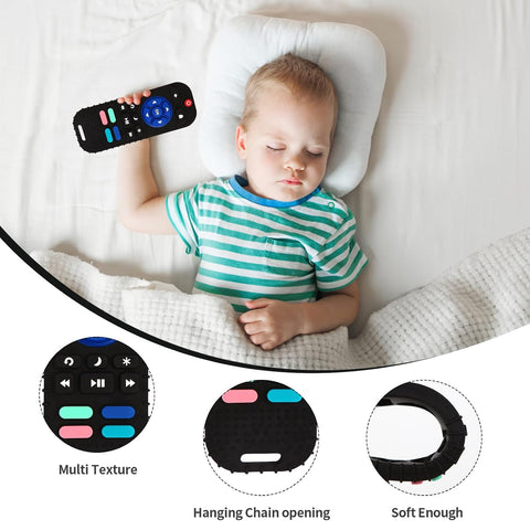 Hooku 2 Pack Remote Teether for Baby, Silicone Teethers for Babies 6-12 Months, Baby Teething Toys for Babies 0-6 Months, Remote Control Toy, Infant Gifts for Boys Girls