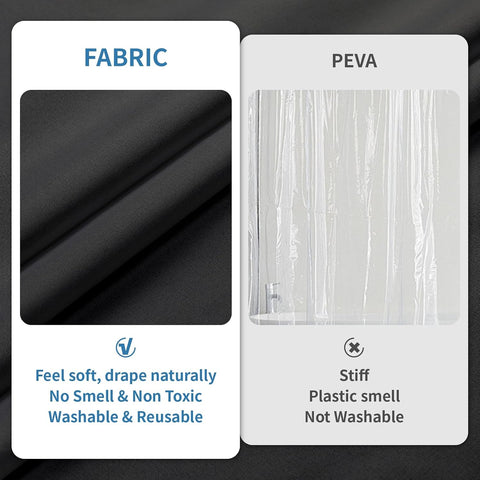 1 Pack Water-Repellent Fabric Shower Curtain Liner, 72x66 Black