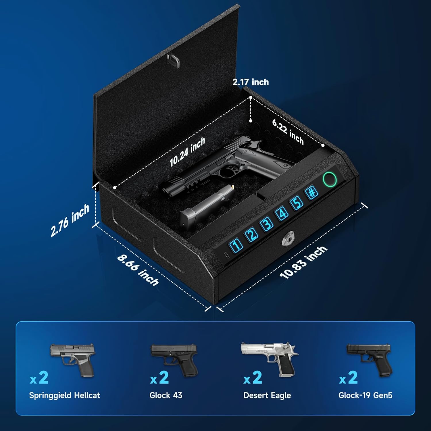 Biometric Gun Safe for Handguns, Pistol Safe Fits 2-3 Handguns