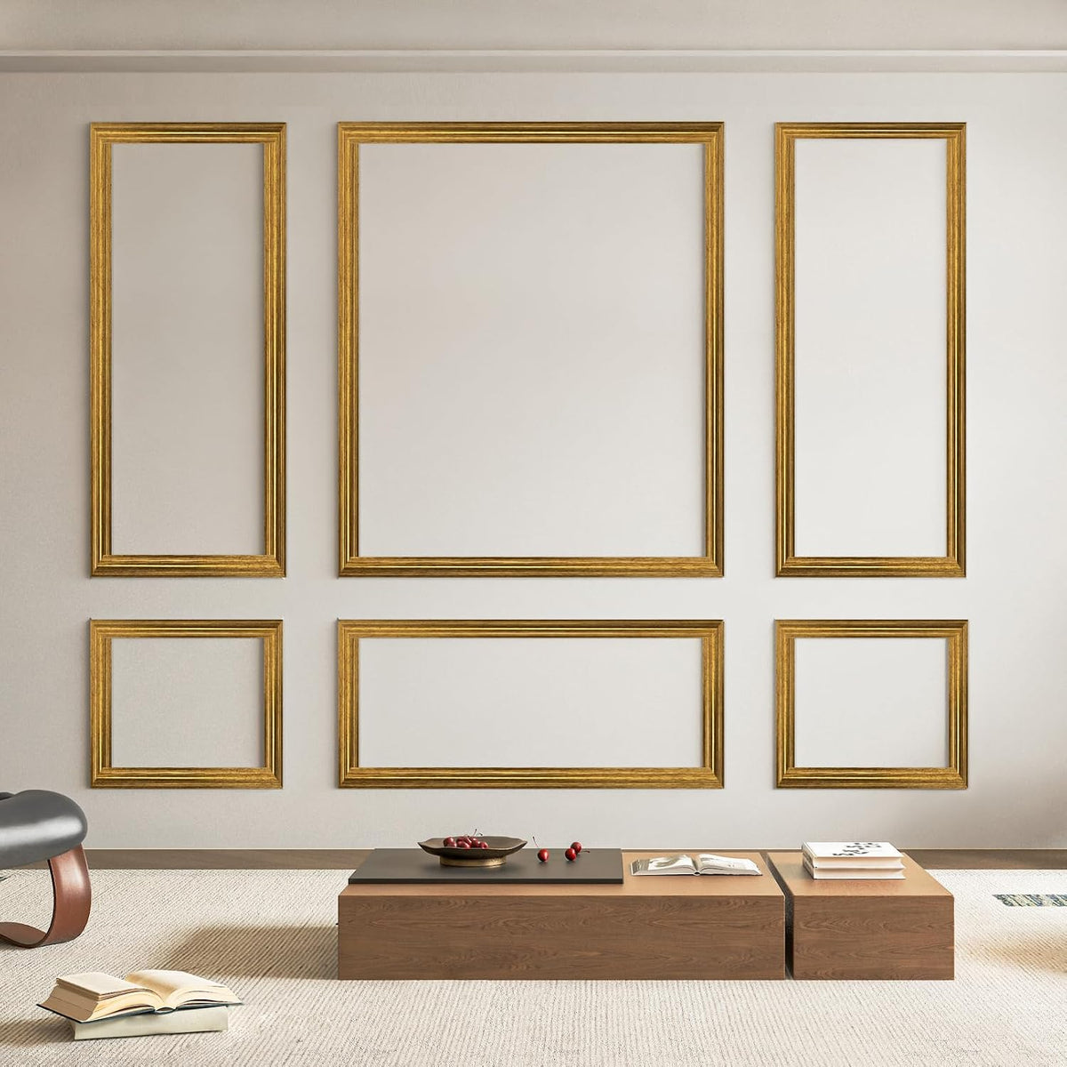 Art3d Pre-Cut Wall Molding Set of 6 pcs, 3 Top 3 Bottom, Antique Gold
