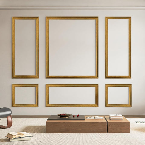 Art3d Pre-Cut Wall Molding Set of 6 pcs, 3 Top 3 Bottom, Antique Gold