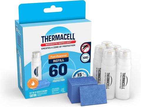 Thermacell Mosquito Repellent Refills, 60-Hour Pack; Contains 15 Repellent Mats, 5 Fuel Cartridges; Compatible with Any Fuel-Powered Thermacell Product; No Spray, Scent, Mess