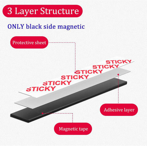 Towjug Magnetic Tape 10ft x 1/2in Fridge Magnets with Adhesive Backing Roll