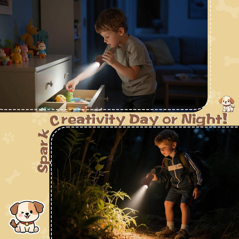 CoolGift Mart Kids Silicone Flashlight, Dimmable Flashlight for Toddlers Kids Boys Girls, Rechargeable Hanging Night Light for Camping, Night Walks and Home Use, Fun Animal Themed Portable Torch