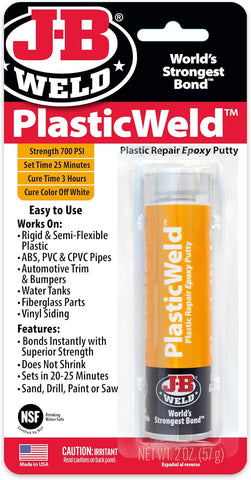 J-B Weld 8237 PlasticWeld Plastic Repair Epoxy Putty - 2 oz.