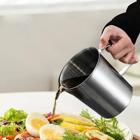 Stainless Steel Measuring Cups 34 Oz Liquid Measuring Cups ML/Ounce Scale Metal Measuring Cups with Lid Induction/Gas Stove Heating for Kitchen, Liquid Measuring Cups