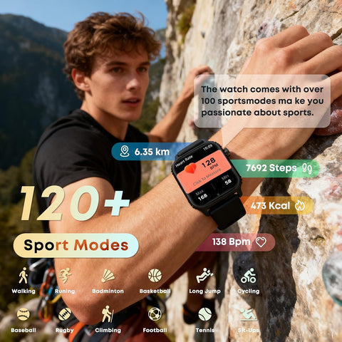 Smart Watch for Men, 120+ Sports Modes Smartwatch with 1.83" HD Touchsreen, Sleep Monitor, IP67 Waterproof, Bluetooth Call & Music Control Fitness Watch for iPhone/Android (Black)