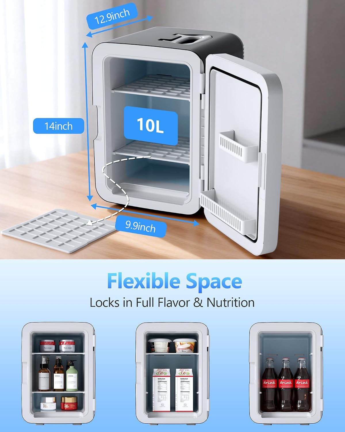 Antarctic Star 10L Compact Mini Fridge, 2.6 Gal Portable Small Refrigerator