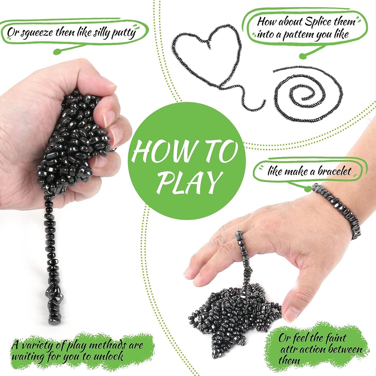 Matassari 550pcs Fidget Toy, Sensory Toys for Adults & Teens（Black）