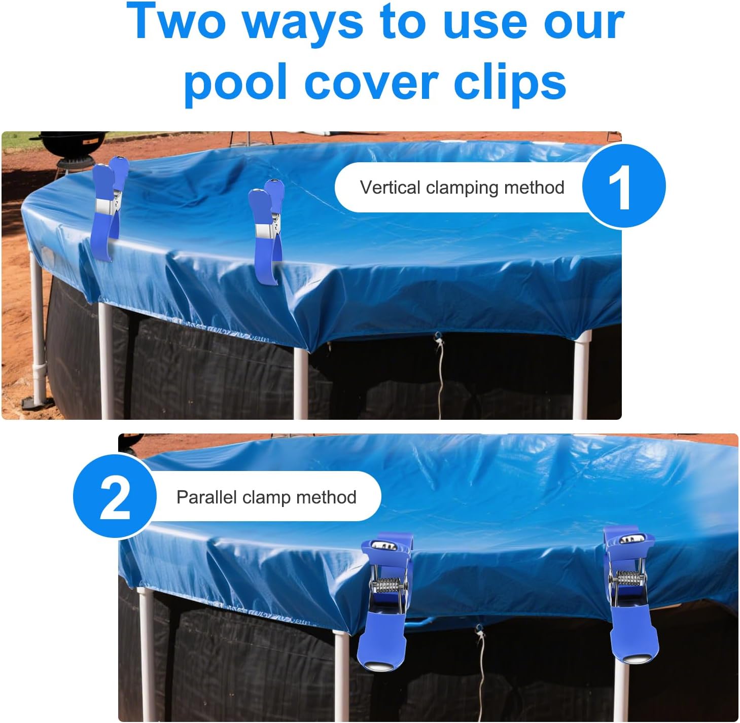 30 PCS Pool Cover Clips for Above Ground Pools,5.1 Inch Stainless Steel Pool Cover Clamps,Heavy Duty Windproof Pool Clips for Winter Outdoor Above Ground Swimming Pool Cover