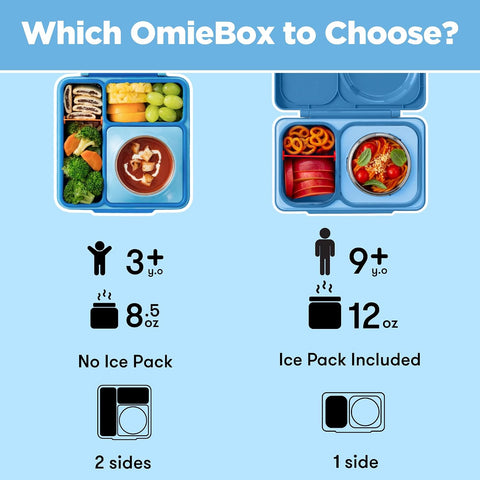 Omie OmieBox Kids Insulated Leakproof Bento Lunch Box with Food Jar (Blue Sky) (Pack of 2)