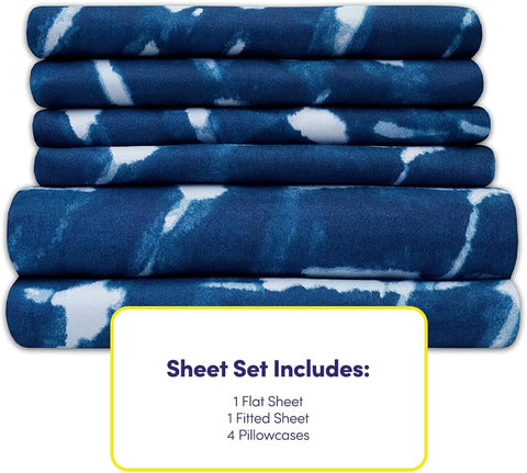 Queen Sheets Printed - 6 Piece 1500 Supreme Collection Fine Brushed Microfiber Deep Pocket Queen Sheet Set Bedding - 2 Extra Pillow Cases, Great Value, Queen, Monroe